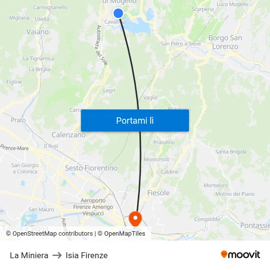 La Miniera to Isia Firenze map