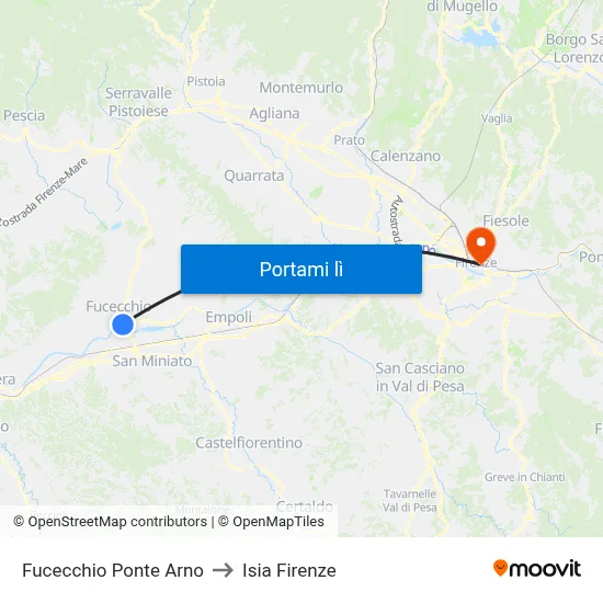 Fucecchio Ponte Arno to Isia Firenze map