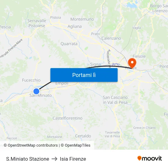 S.Miniato Stazione to Isia Firenze map