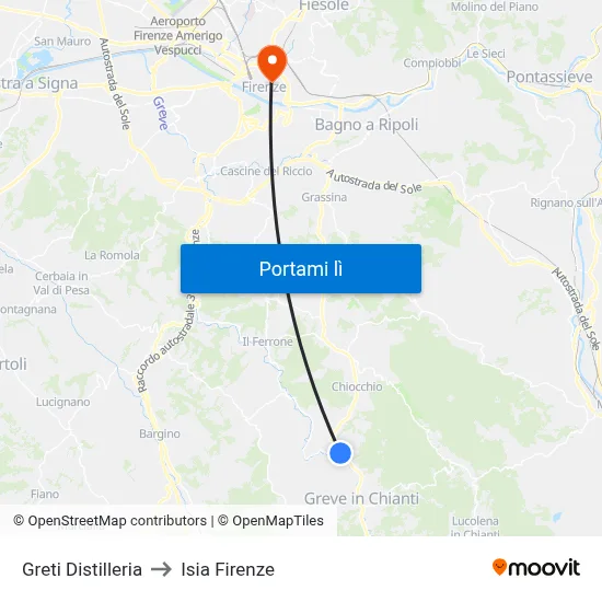 Greti Distilleria to Isia Firenze map