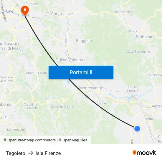 Tegoleto to Isia Firenze map
