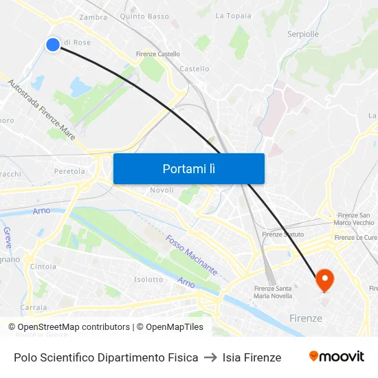 Polo Scientifico Dipartimento Fisica to Isia Firenze map