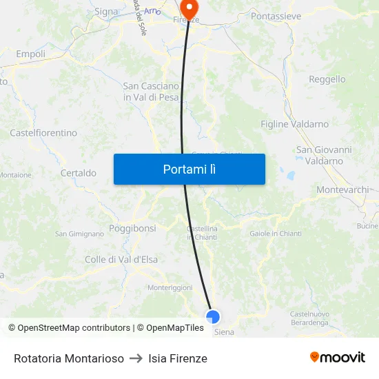 Rotatoria Montarioso to Isia Firenze map