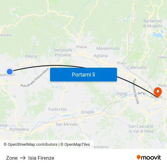 Zone to Isia Firenze map