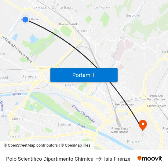 Polo Scientifico Dipartimento Chimica to Isia Firenze map