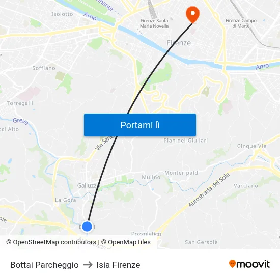 Bottai Parcheggio to Isia Firenze map