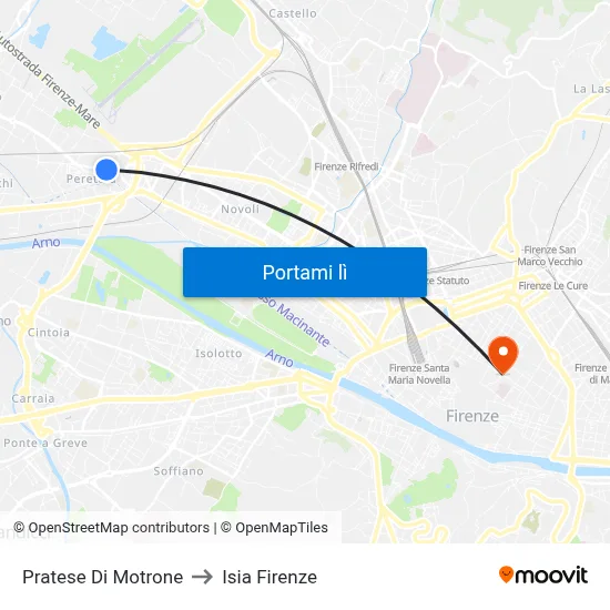 Pratese Di Motrone to Isia Firenze map