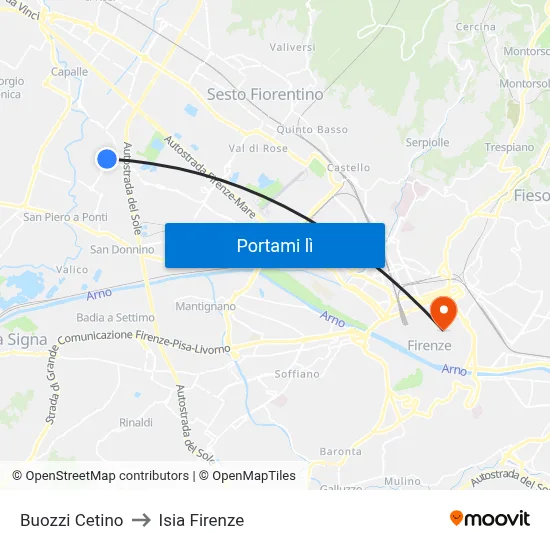 Buozzi Cetino to Isia Firenze map