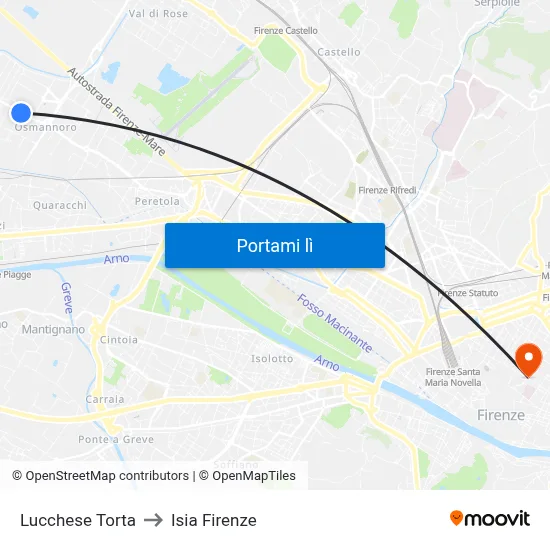 Lucchese Torta to Isia Firenze map