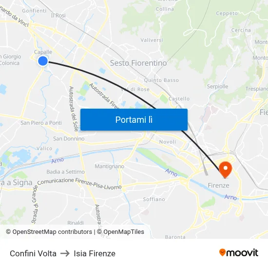 Confini Volta to Isia Firenze map