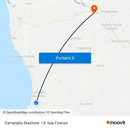 Campiglia Stazione to Isia Firenze map