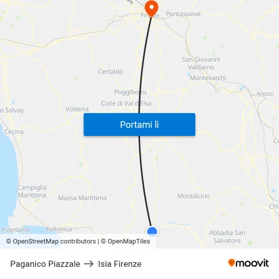 Paganico Piazzale to Isia Firenze map
