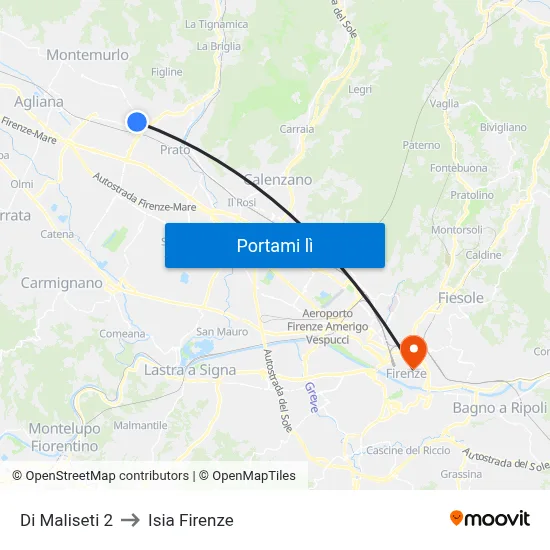 Di Maliseti 2 to Isia Firenze map