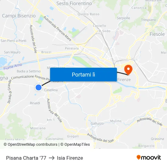 Pisana Charta '77 to Isia Firenze map