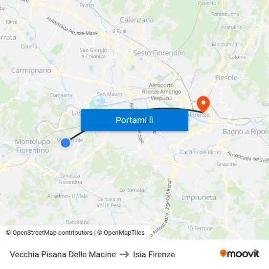 Vecchia Pisana Delle Macine to Isia Firenze map