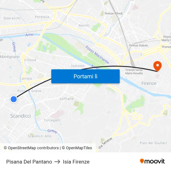 Pisana Del Pantano to Isia Firenze map