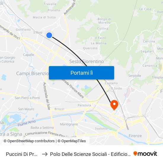 Puccini Di Prato to Polo Delle Scienze Sociali - Edificio D5 map