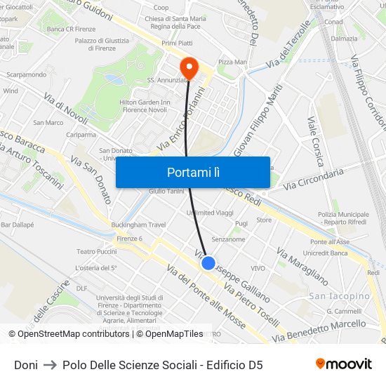 Doni to Polo Delle Scienze Sociali - Edificio D5 map