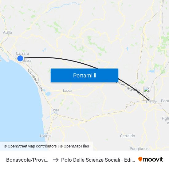 Bonascola/Provinciale to Polo Delle Scienze Sociali - Edificio D5 map