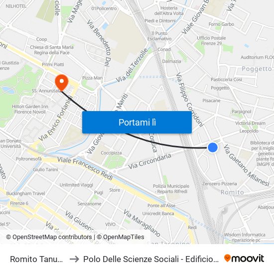 Romito Tanucci to Polo Delle Scienze Sociali - Edificio D5 map