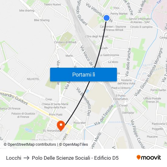 Locchi to Polo Delle Scienze Sociali - Edificio D5 map