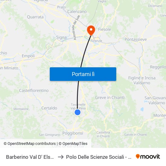 Barberino Val D' Elsa Centro to Polo Delle Scienze Sociali - Edificio D5 map