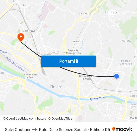 Salvi Cristiani to Polo Delle Scienze Sociali - Edificio D5 map