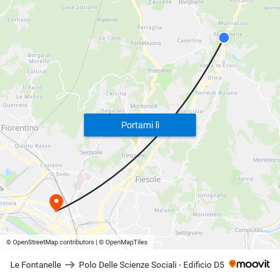 Le Fontanelle to Polo Delle Scienze Sociali - Edificio D5 map