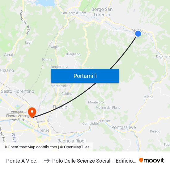 Ponte A Vicchio to Polo Delle Scienze Sociali - Edificio D5 map