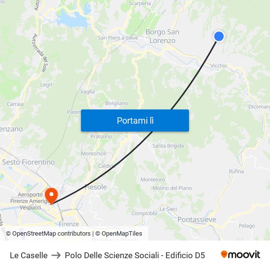 Le Caselle to Polo Delle Scienze Sociali - Edificio D5 map