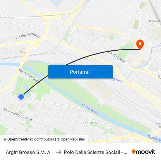 Argin Grosso S.M. A Cintoia to Polo Delle Scienze Sociali - Edificio D5 map