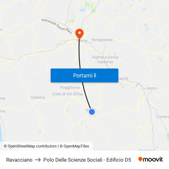 Ravacciano to Polo Delle Scienze Sociali - Edificio D5 map