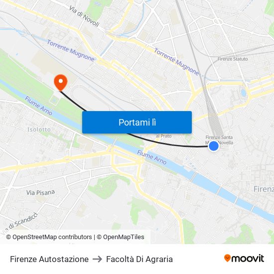 Firenze Autostazione to Facoltà Di Agraria map