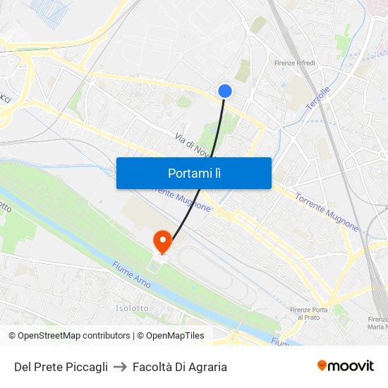 Del Prete Piccagli to Facoltà Di Agraria map