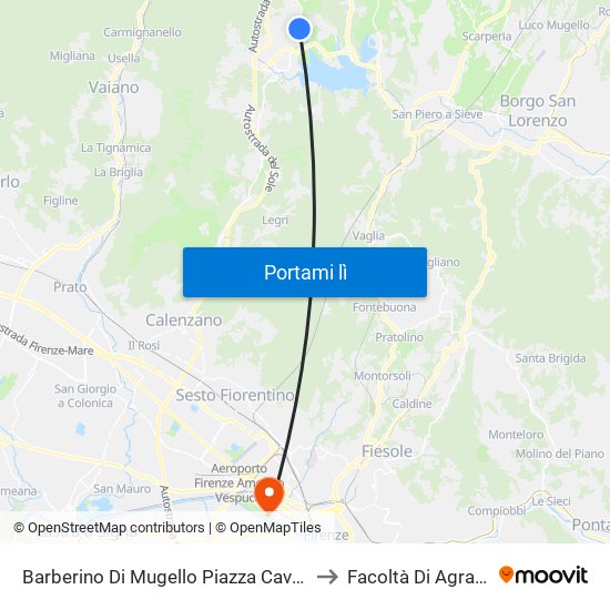 Barberino Di Mugello Piazza Cavour to Facoltà Di Agraria map