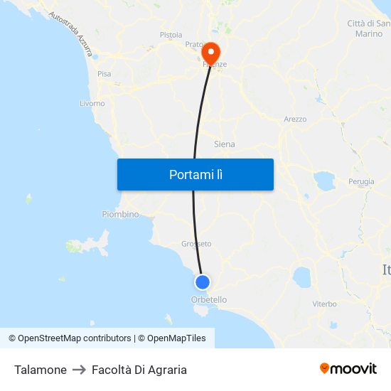 Talamone to Facoltà Di Agraria map