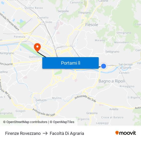 Firenze Rovezzano to Facoltà Di Agraria map