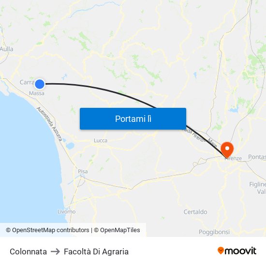 Colonnata to Facoltà Di Agraria map