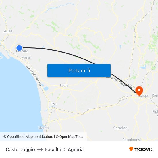 Castelpoggio to Facoltà Di Agraria map