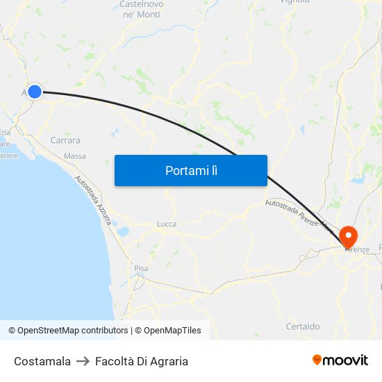 Costamala to Facoltà Di Agraria map