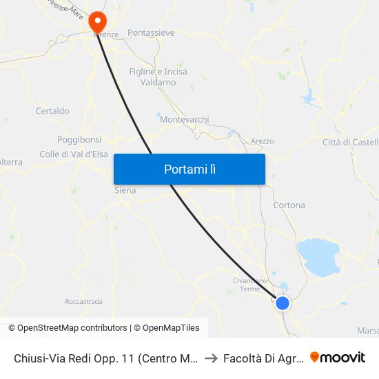 Chiusi-Via Redi Opp. 11 (Centro Medico) to Facoltà Di Agraria map