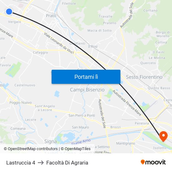 Lastruccia 4 to Facoltà Di Agraria map