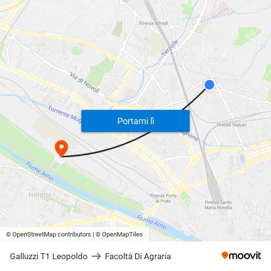 Galluzzi T1 Leopoldo to Facoltà Di Agraria map