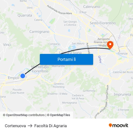 Cortenuova to Facoltà Di Agraria map