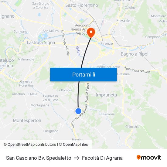 San Casciano Bv. Spedaletto to Facoltà Di Agraria map