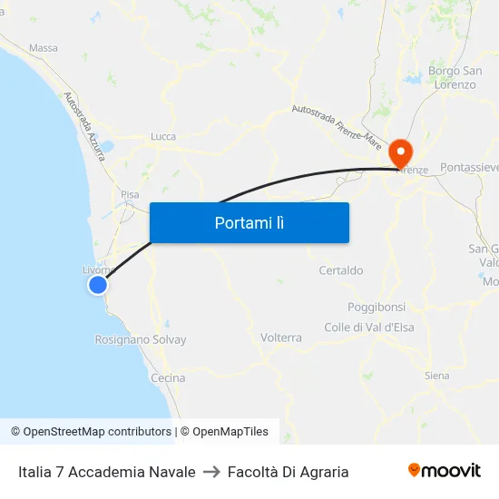 Italia 7 Accademia Navale to Facoltà Di Agraria map