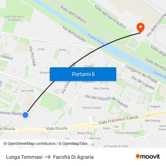 Lunga Tommasi to Facoltà Di Agraria map