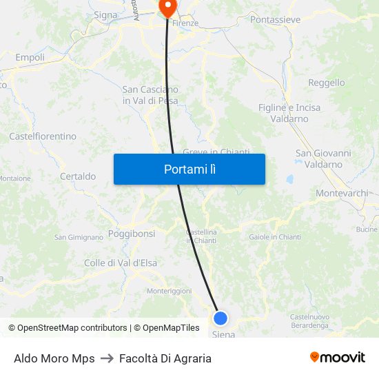 Aldo Moro Mps to Facoltà Di Agraria map