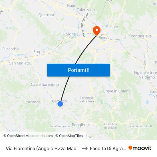 Via Fiorentina (Angolo P.Zza Macelli) to Facoltà Di Agraria map