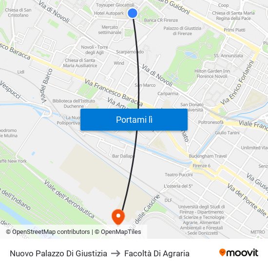 Nuovo Palazzo Di Giustizia to Facoltà Di Agraria map